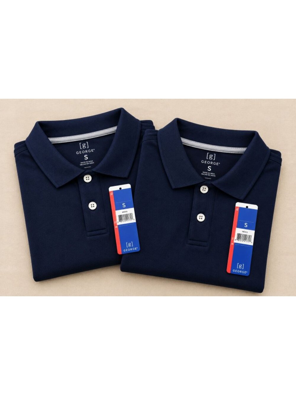 George Short Sleeve Pique Polo Shirts Men’s Size Small 2-Pack NWT - Navy